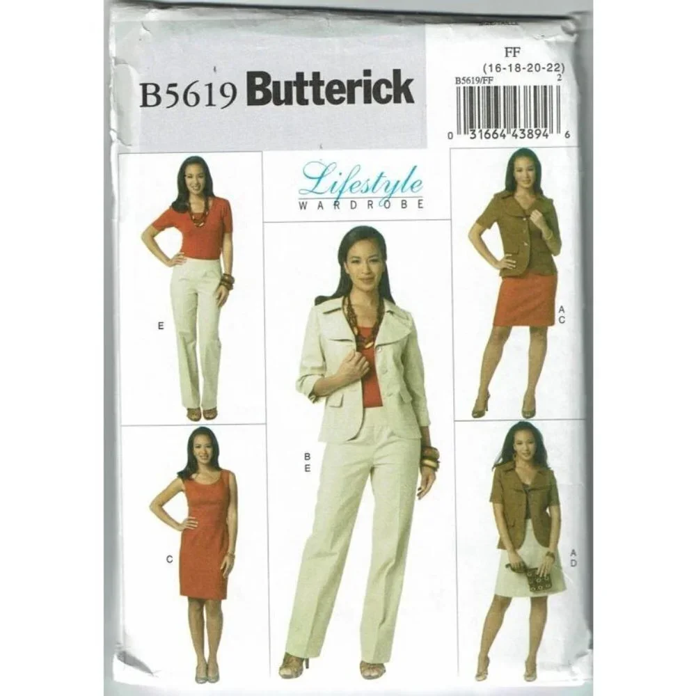 Butterick Sewing Pattern 5619 Jacket Dress Skirt Pants Size 16-22‎
